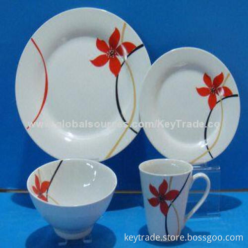 Fine Porcelain 20-piece Dinner Set in Round Shape with Decal, Customized Designs Welcomed